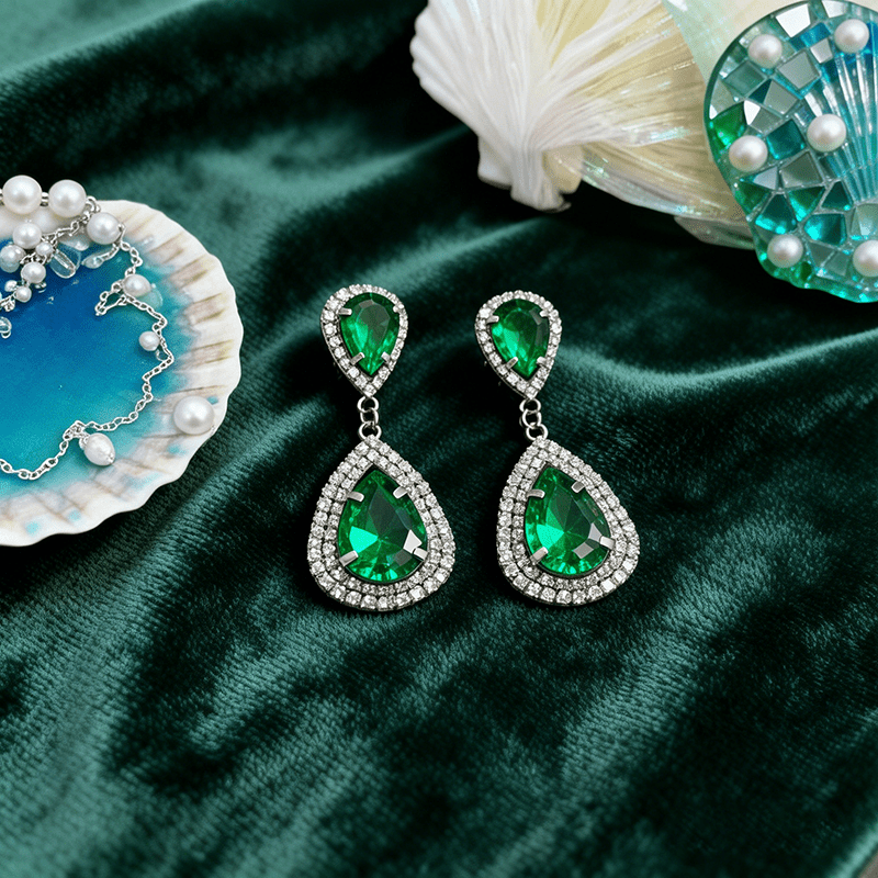 Modern Light Luxury Pear-shaped Multicolor Zircon Earrings
